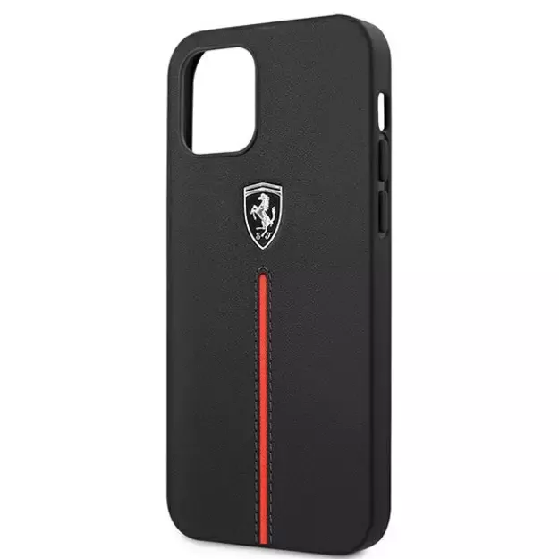 Ferrari FEOMSHCP12LBK iPhone 12 Pro Max black/black hardcase Off Track Leather Nylon Stripe 5