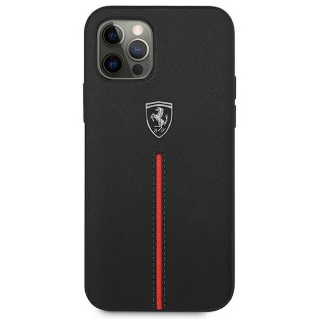 Ferrari FEOMSHCP12LBK iPhone 12 Pro Max black/black hardcase Off Track Leather Nylon Stripe 9