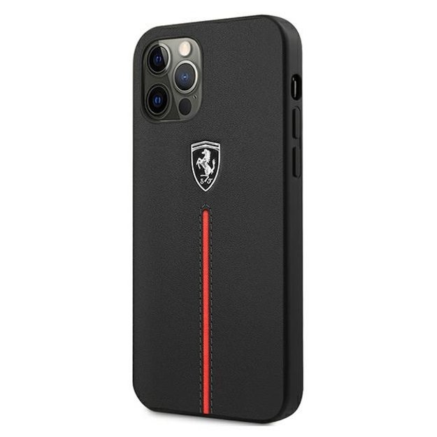 Ferrari FEOMSHCP12LBK iPhone 12 Pro Max black/black hardcase Off Track Leather Nylon Stripe 8