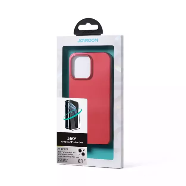 Joyroom 360 Full Case front and back cover for iPhone 13 + tempered glass screen protector red (JR-BP927 red) 12