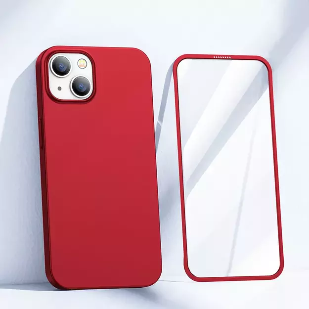 Joyroom 360 Full Case front and back cover for iPhone 13 + tempered glass screen protector red (JR-BP927 red) 6