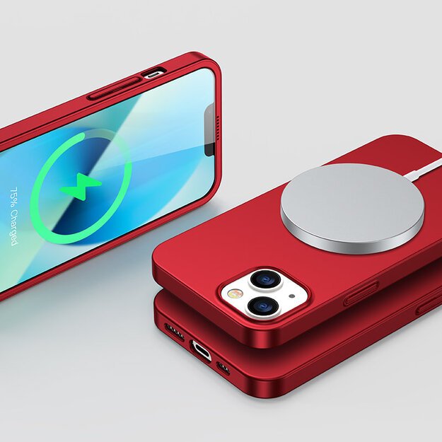Joyroom 360 Full Case front and back cover for iPhone 13 + tempered glass screen protector red (JR-BP927 red) 11