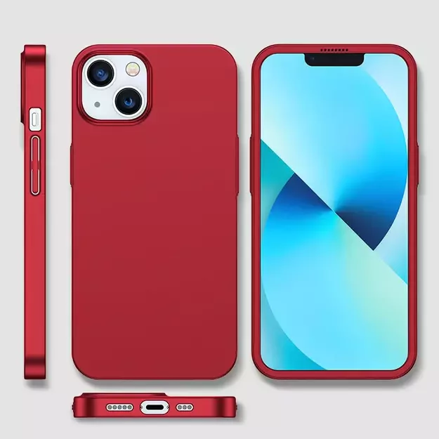 Joyroom 360 Full Case front and back cover for iPhone 13 + tempered glass screen protector red (JR-BP927 red) 14