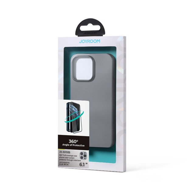 Joyroom 360 Full Case front and back cover for iPhone 13 Pro + tempered glass screen protector grey (JR-BP935 tranish) 4