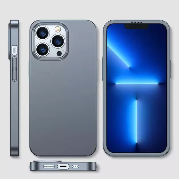 Joyroom 360 Full Case front and back cover for iPhone 13 Pro + tempered glass screen protector grey (JR-BP935 tranish) 15