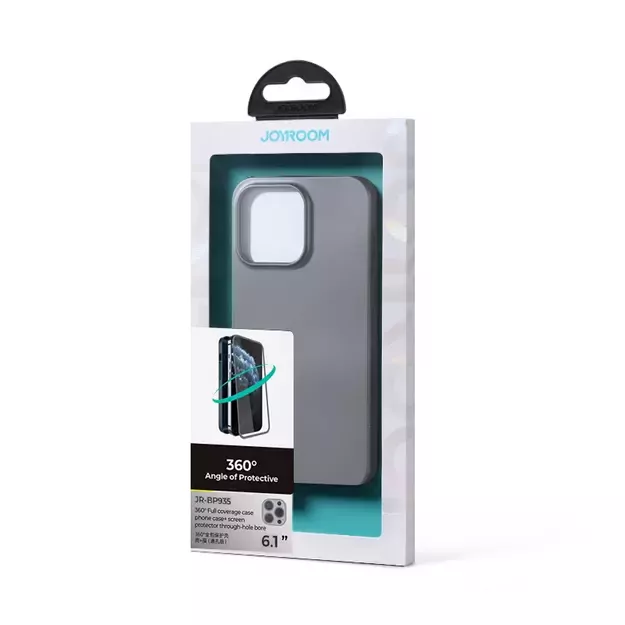 Joyroom 360 Full Case front and back cover for iPhone 13 Pro + tempered glass screen protector grey (JR-BP935 tranish) 12