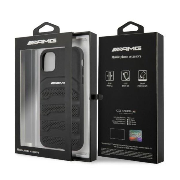 AMG AMHCN61GSEBK iPhone 11 6.1 &quot black / black hardcase Leather Debossed Lines 14