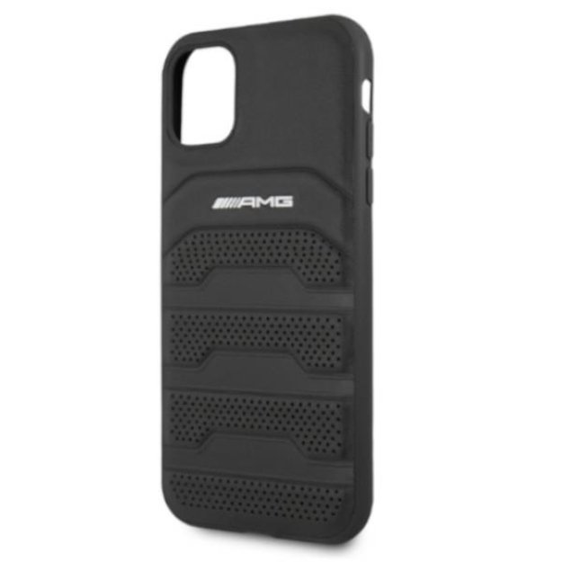 AMG AMHCN61GSEBK iPhone 11 6.1 &quot black / black hardcase Leather Debossed Lines 12
