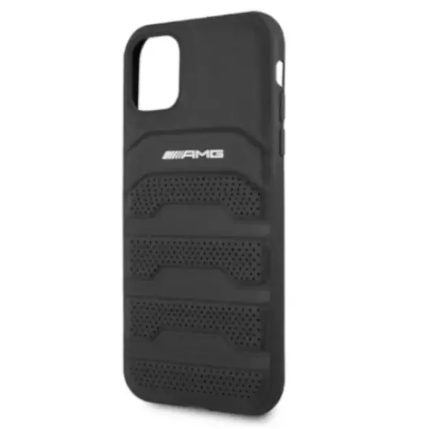 AMG AMHCN61GSEBK iPhone 11 6.1 &quot black / black hardcase Leather Debossed Lines 5