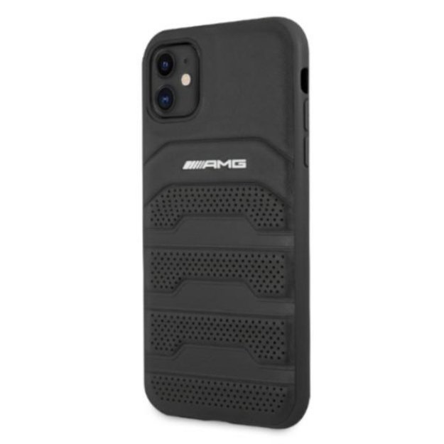 AMG AMHCN61GSEBK iPhone 11 6.1 &quot black / black hardcase Leather Debossed Lines 8