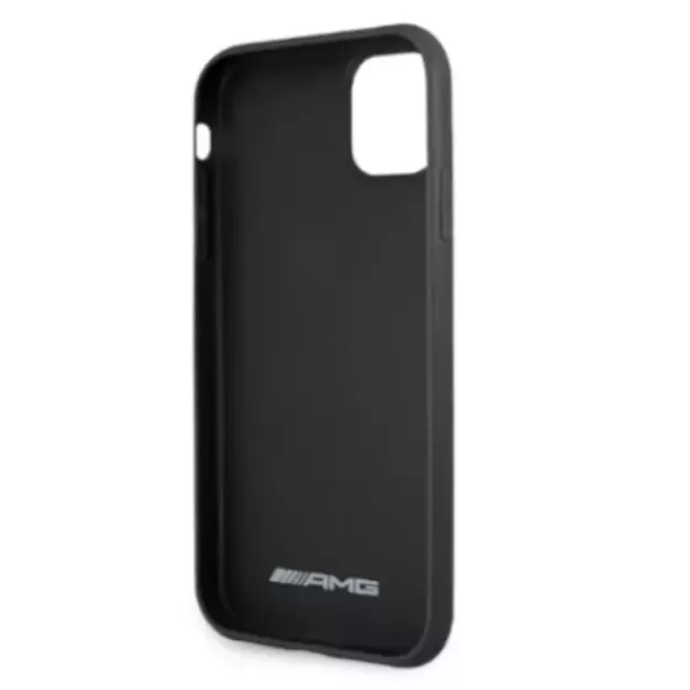 AMG AMHCN61GSEBK iPhone 11 6.1 &quot black / black hardcase Leather Debossed Lines 6