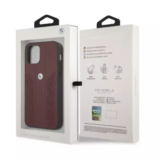 Etui BMW BMHCP12LRSPPR iPhone 12 Pro Max 6,7  czerwony/red hardcase Leather Curve Perforate 14