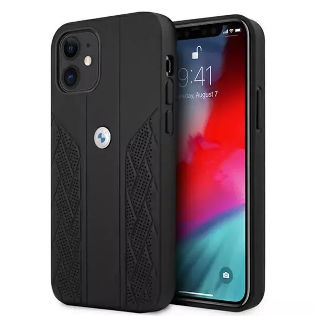 Etui BMW BMHCP12SRSPPK iPhone 12 mini 5,4  czarny/black hardcase Leather Curve Perforate