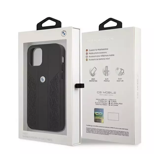 Etui BMW BMHCP12SRSPPK iPhone 12 mini 5,4  czarny/black hardcase Leather Curve Perforate 14