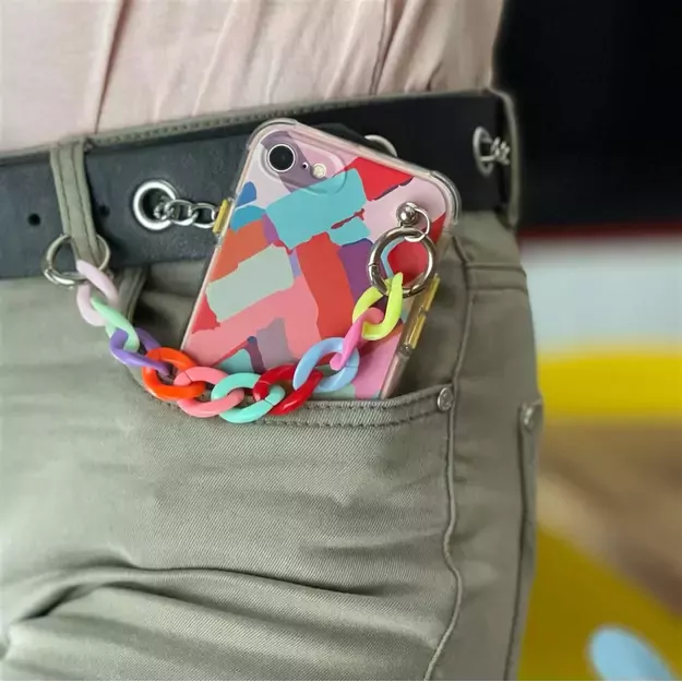 Color Chain Case gel flexible elastic case cover with a chain pendant for iPhone 8 Plus / iPhone 7 Plus multicolour 9