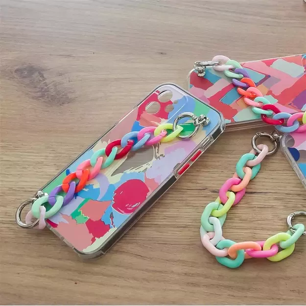 Color Chain Case gel flexible elastic case cover with a chain pendant for iPhone 8 Plus / iPhone 7 Plus multicolour 12