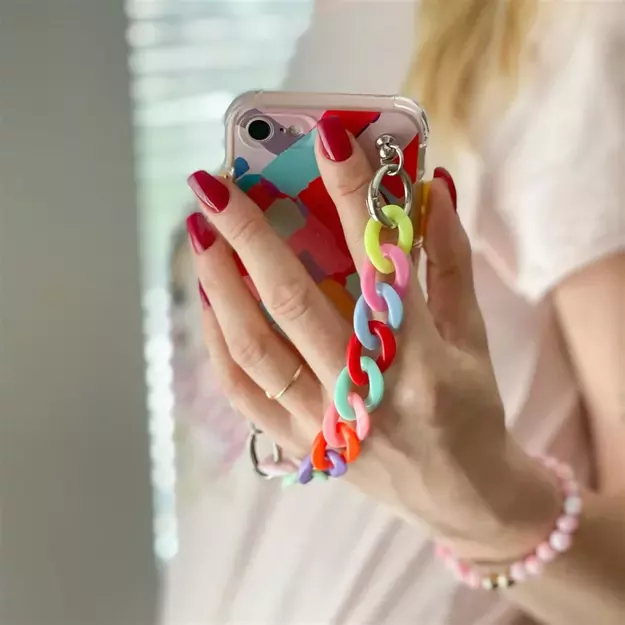 Color Chain Case gel flexible elastic case cover with a chain pendant for iPhone 8 Plus / iPhone 7 Plus multicolour 7