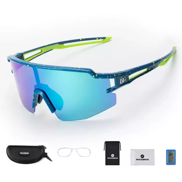 Rockbros Polarized Cycling Glasses with UV Protection and Corrective Insert Blue Lenses - Blue 2