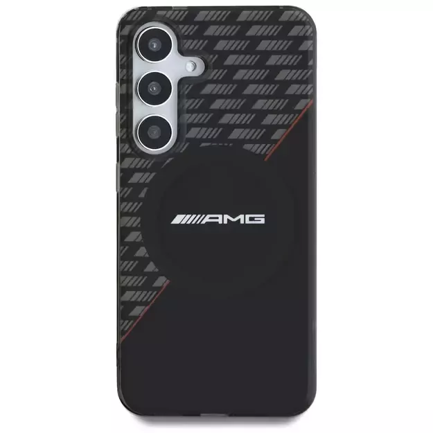 AMG Double Layer Rhombs MagSafe Case for Samsung Galaxy S25 - Black/Red 2