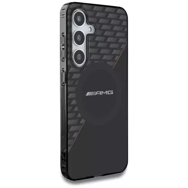 AMG Double Layer Rhombs MagSafe Case for Samsung Galaxy S25 - Black/Red 3