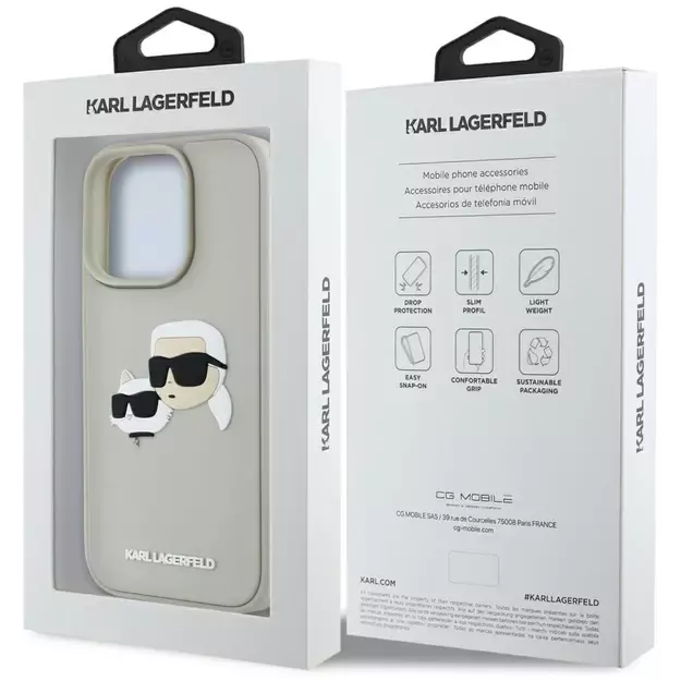 Karl Lagerfeld HC 3D Rubber Double Heads iPhone 16 Pro Max Case - Beige 7