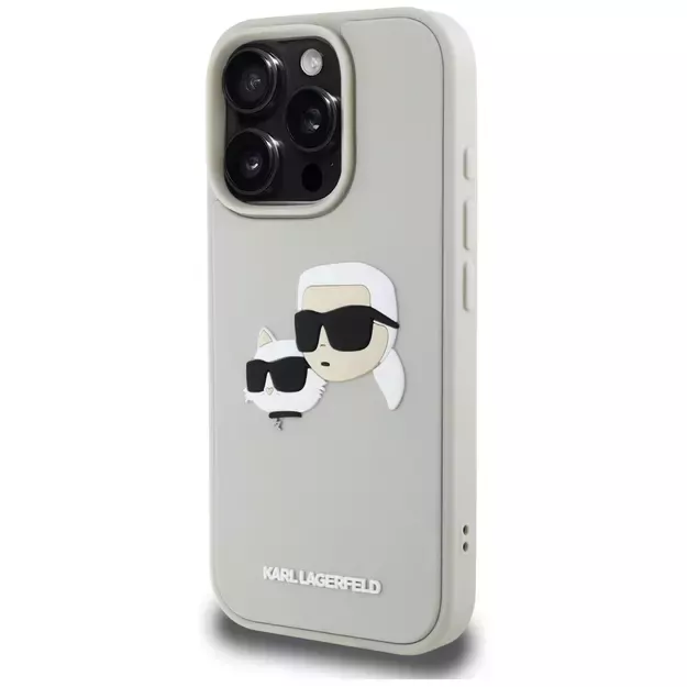 Karl Lagerfeld HC 3D Rubber Double Heads iPhone 16 Pro Max Case - Beige 1