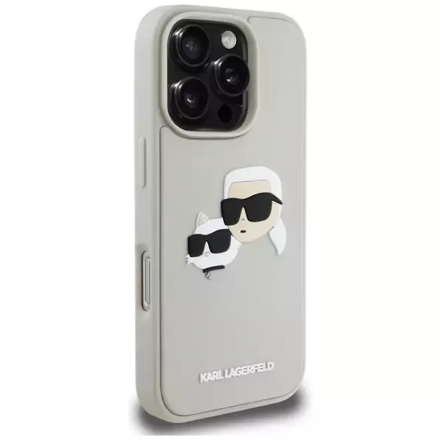 Karl Lagerfeld HC 3D Rubber Double Heads iPhone 16 Pro Max Case - Beige 3