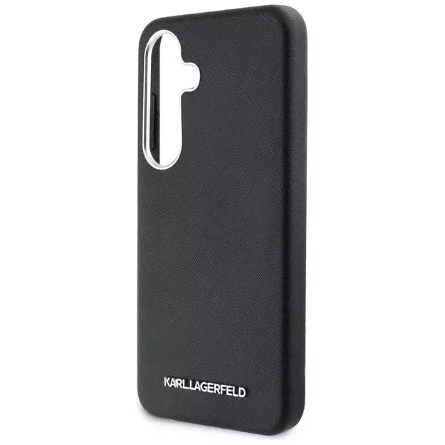 Karl Lagerfeld Saffiano Full Wrapped Elongated Metal Logo MagSafe Case for Samsung Galaxy S25 - Black 5