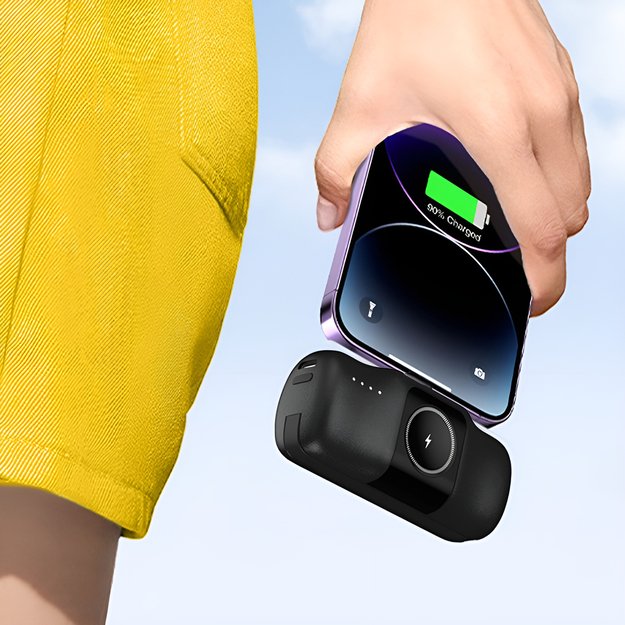 Wozinsky WF16-YLS 5000mAh 15W Lightning Mini Power Bank with Built-in USB-C Cable and Apple Watch Charger - Black 7