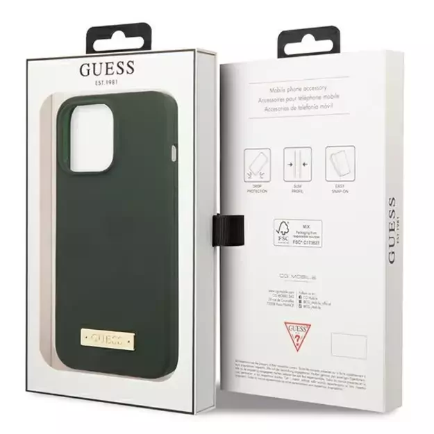 Guess GUHMP13XSPLA iPhone 13 Pro Max 6.7&quot  green/khaki hard case Silicone Logo Plate MagSafe 7