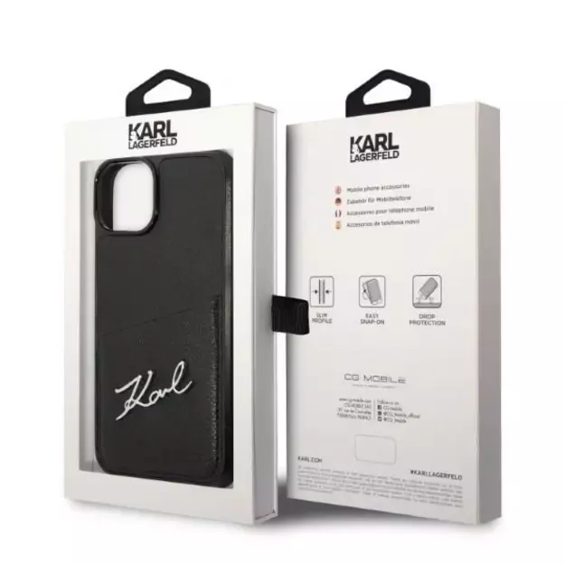 Karl Lagerfeld Signature Logo Cardslot case for iPhone 14 Plus - black 14