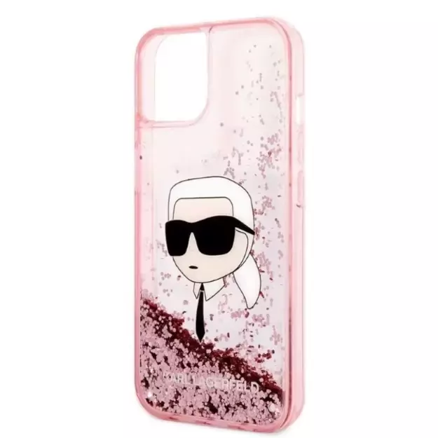 Karl Lagerfeld Glitter Karl&#39 s Head case for iPhone 14 Plus - pink 5