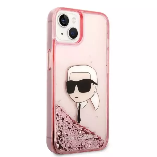 Karl Lagerfeld Glitter Karl&#39 s Head case for iPhone 14 Plus - pink 3