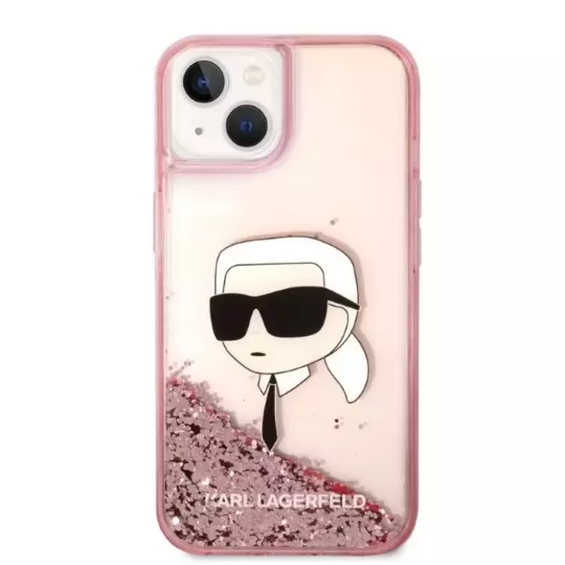 Karl Lagerfeld Glitter Karl&#39 s Head case for iPhone 14 Plus - pink 2