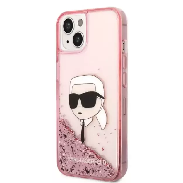 Karl Lagerfeld Glitter Karl&#39 s Head case for iPhone 14 Plus - pink 1