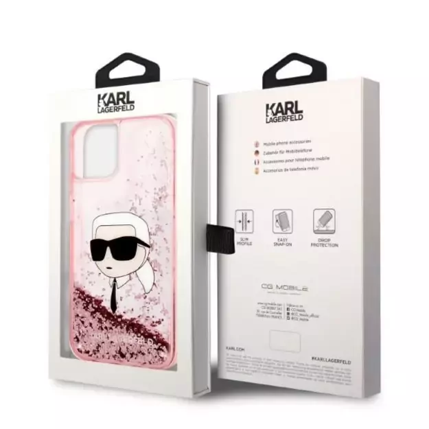 Karl Lagerfeld Glitter Karl&#39 s Head case for iPhone 14 Plus - pink 7