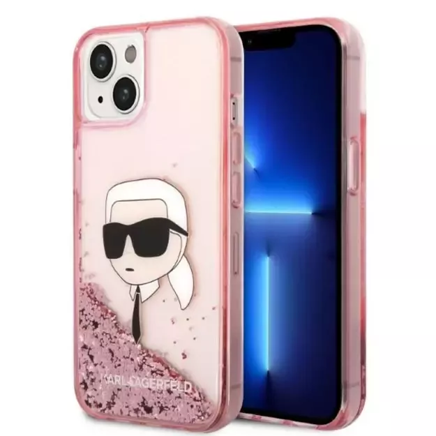 Karl Lagerfeld Glitter Karl&#39 s Head case for iPhone 14 Plus - pink