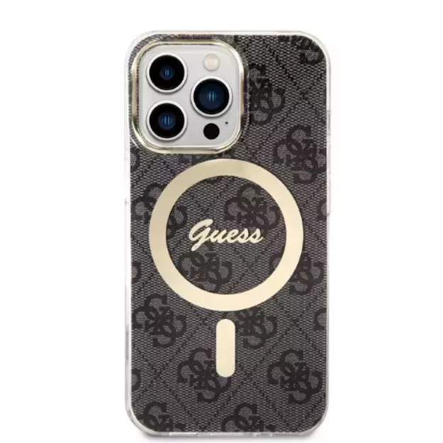 Set Guess GUBPP13LH4EACSK Case+ Charger iPhone 13 Pro black/black hard case 4G Print MagSafe 2
