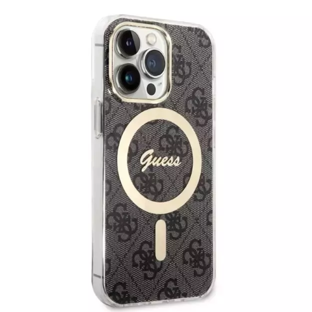 Set Guess GUBPP13LH4EACSK Case+ Charger iPhone 13 Pro black/black hard case 4G Print MagSafe 3
