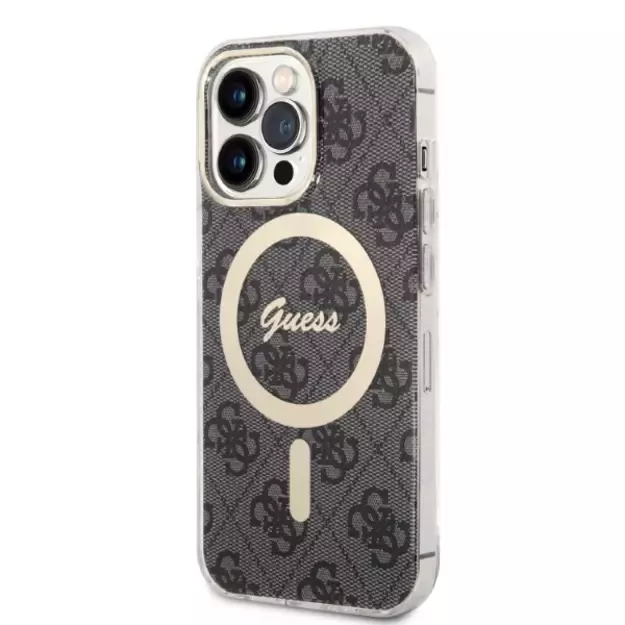 Set Guess GUBPP13LH4EACSK Case+ Charger iPhone 13 Pro black/black hard case 4G Print MagSafe 1