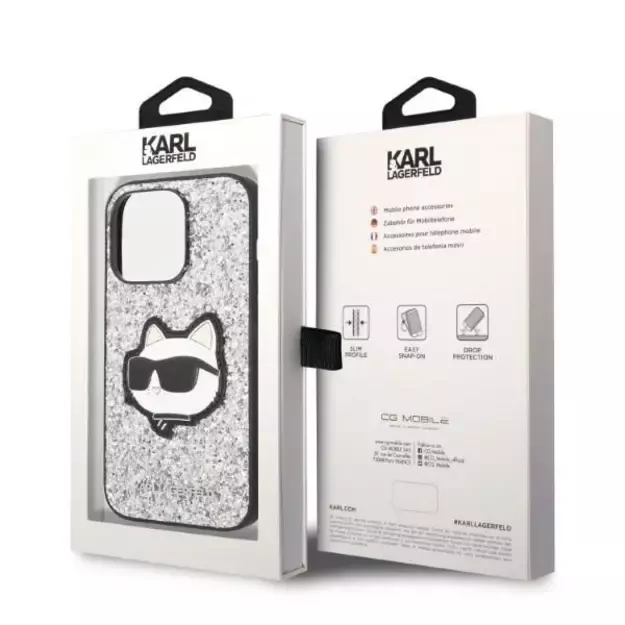 Karl Lagerfeld KLHCP14LG2CPS iPhone 14 Pro 6.1&quot  silver/silver hardcase Glitter Choupette Patch 6