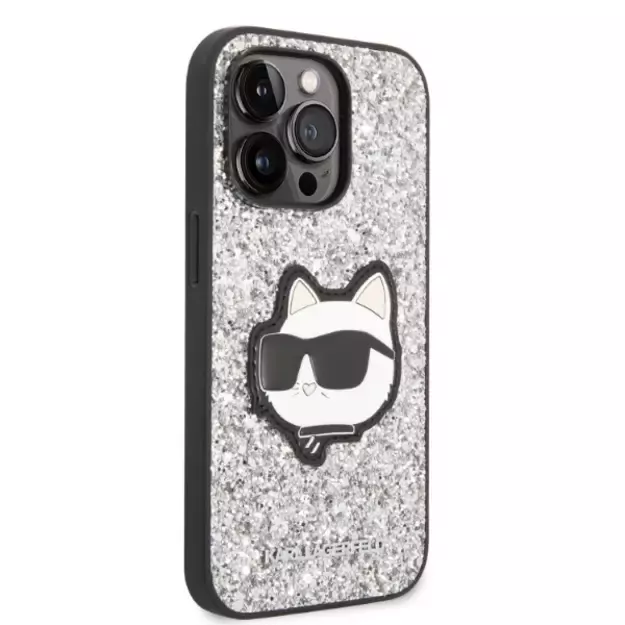 Karl Lagerfeld KLHCP14LG2CPS iPhone 14 Pro 6.1&quot  silver/silver hardcase Glitter Choupette Patch 3