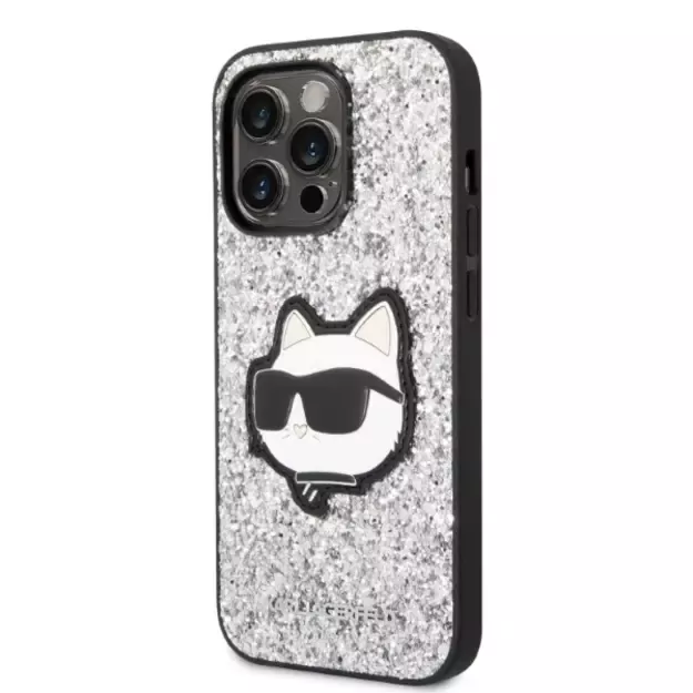 Karl Lagerfeld KLHCP14LG2CPS iPhone 14 Pro 6.1&quot  silver/silver hardcase Glitter Choupette Patch 1