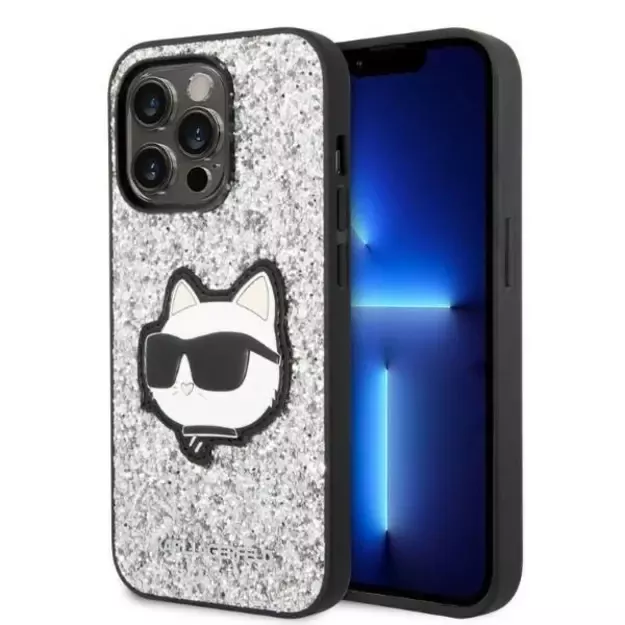 Karl Lagerfeld KLHCP14LG2CPS iPhone 14 Pro 6.1&quot  silver/silver hardcase Glitter Choupette Patch