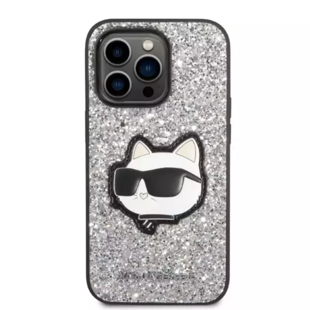 Karl Lagerfeld KLHCP14LG2CPS iPhone 14 Pro 6.1&quot  silver/silver hardcase Glitter Choupette Patch 2