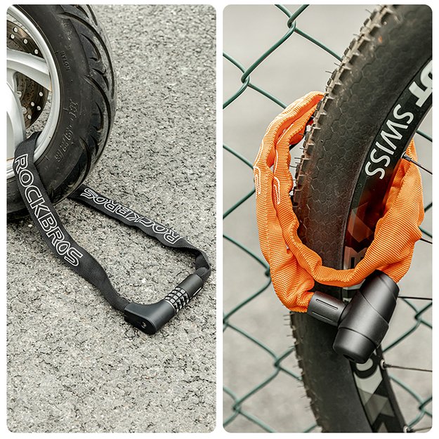 Rockbros 3230002001 bicycle lock with combination and key - black 9