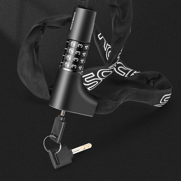 Rockbros 3230002001 bicycle lock with combination and key - black 6