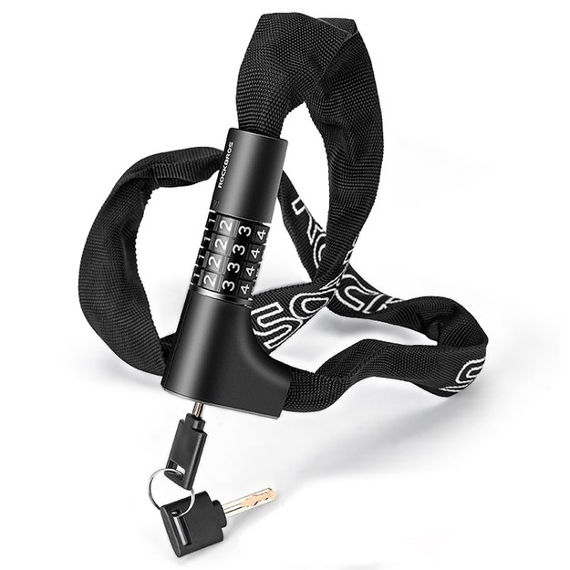 Rockbros 3230002001 bicycle lock with combination and key - black 4