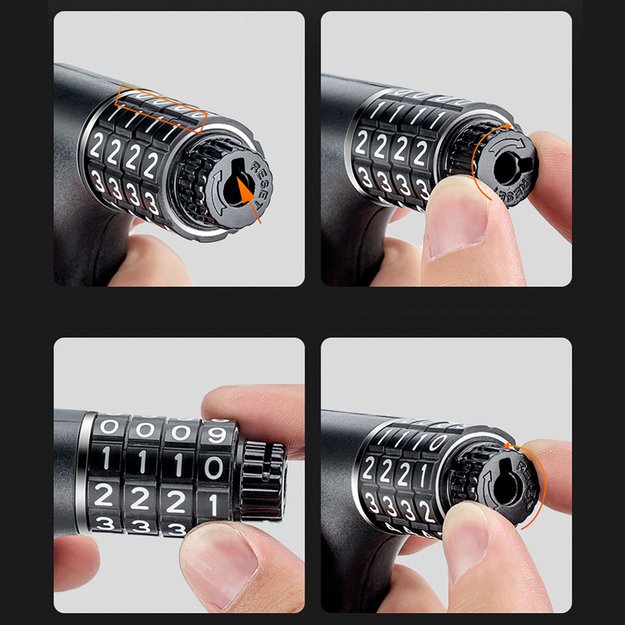 Rockbros 3230002001 bicycle lock with combination and key - black 14