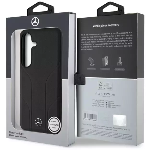 Mercedes Leather Debossed Lines MagSafe case for Samsung Galaxy S25+ - black 14